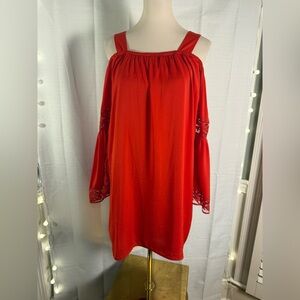 Vava by Joy Han Orange Off-Shoulder Midi Dress